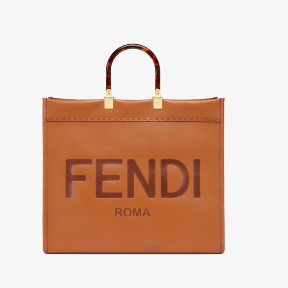 Fendi Sunshine Large Brown Leather Shopper - Picture 1 of 12